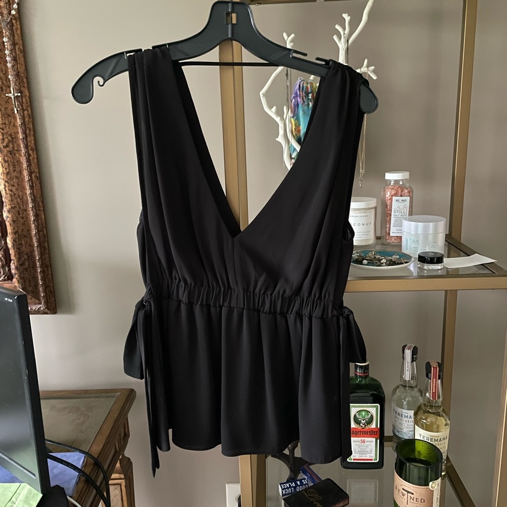 BCBGMaxAzria Black Peplum Blouse